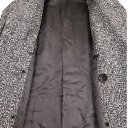 Hermes 15aw Multi-Fabric Double Breasted Tweed Coat Grey- 50