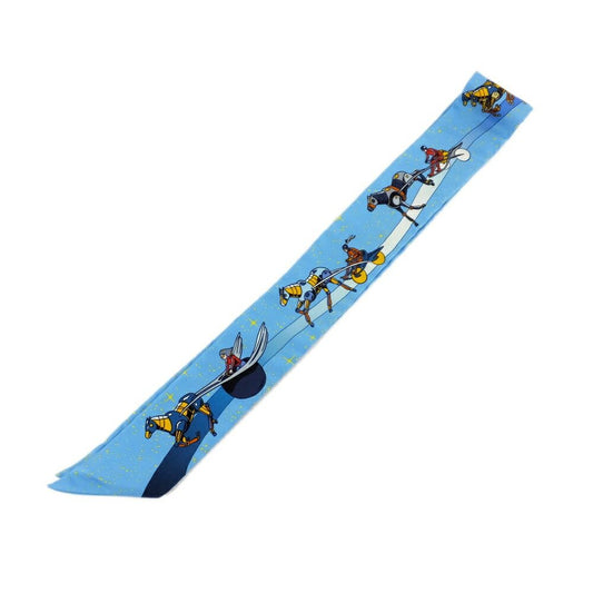 Hermes Twilly Space Darby Light Blue Silk All Over Pattern Scarf