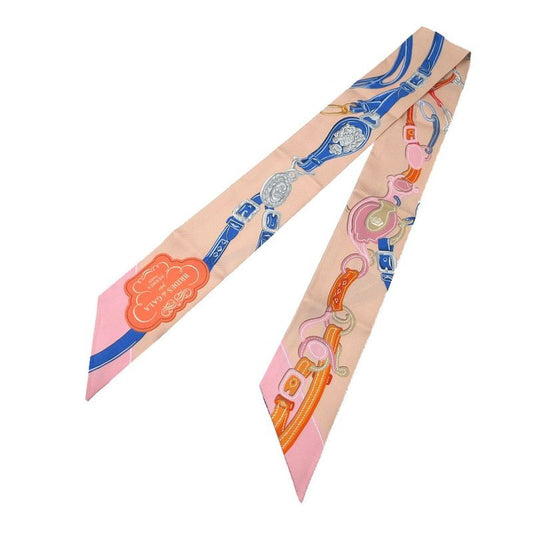 Hermes Twilly Brides De Gala Applique Pique Scarf Silk Rose Poodle Blue