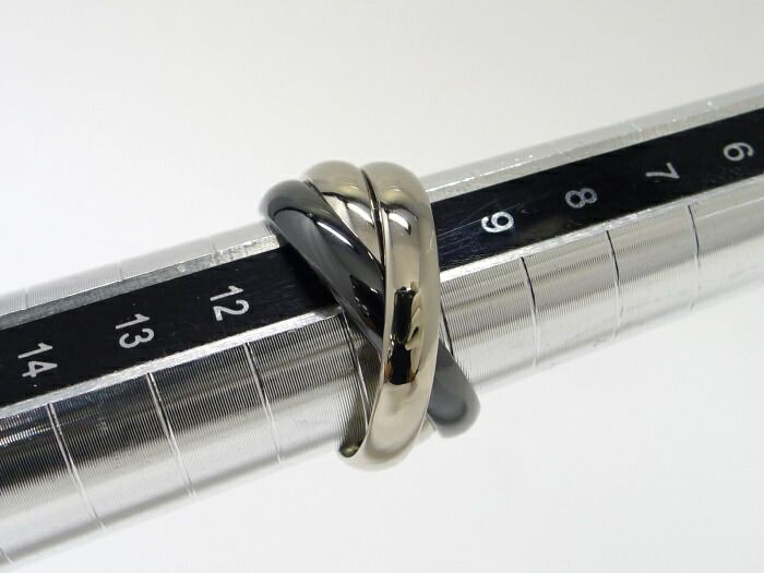 Cartier Trinity Ring 750wg 18K White Gold WHY Togo Old Ceramic Size 53 Approx