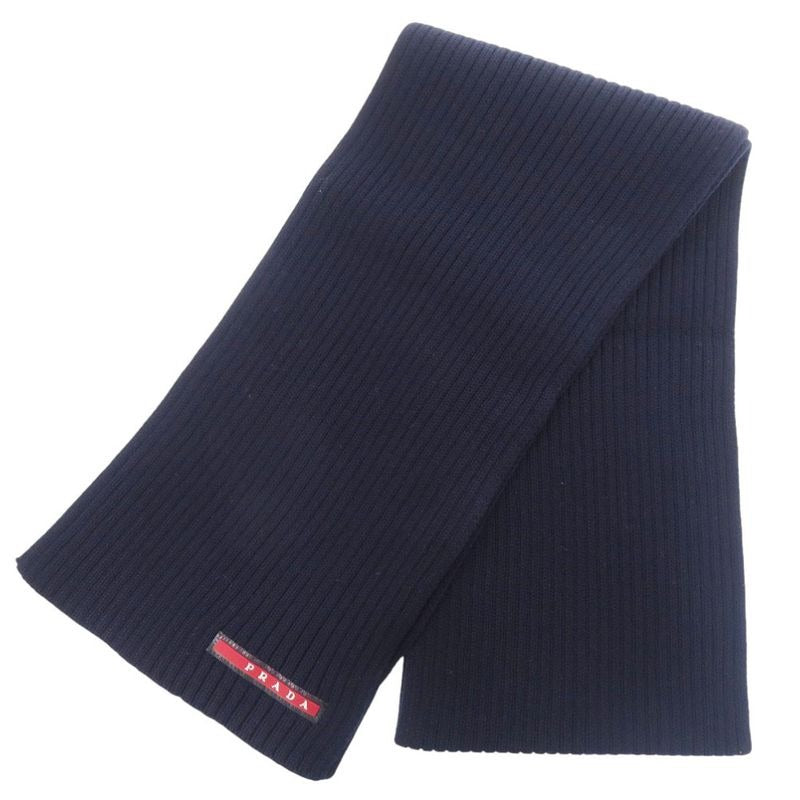 Prada Sportsline Logo Sms180 Wool Navy Muffler 1114 Scarf