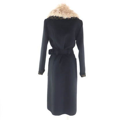 Louis Vuitton Wool Silk Blend Collar Lamfa Monogram Double Face Belted Coat — view 3