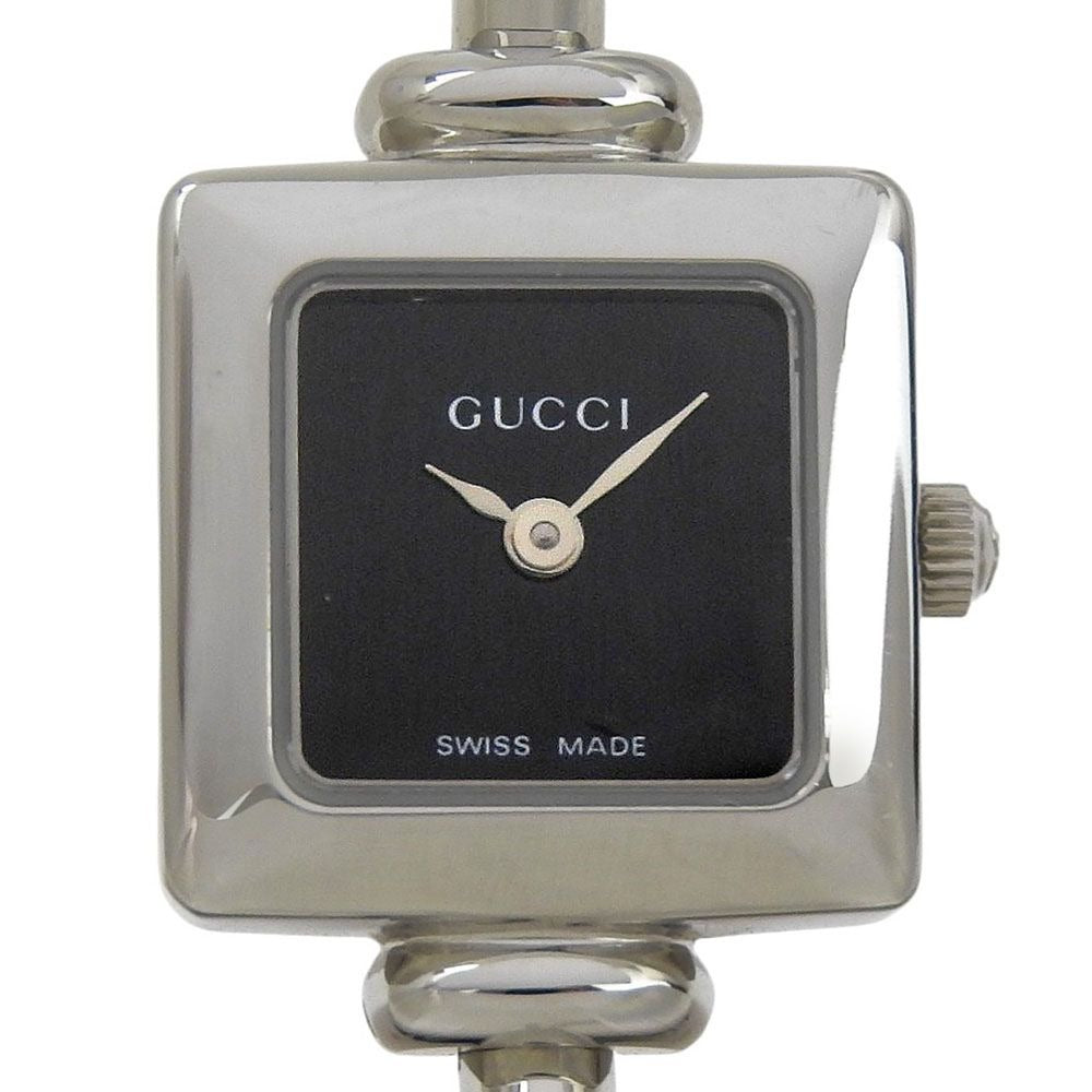 Gucci Stainless Steel Quartz Analog Display Black Dial Watch