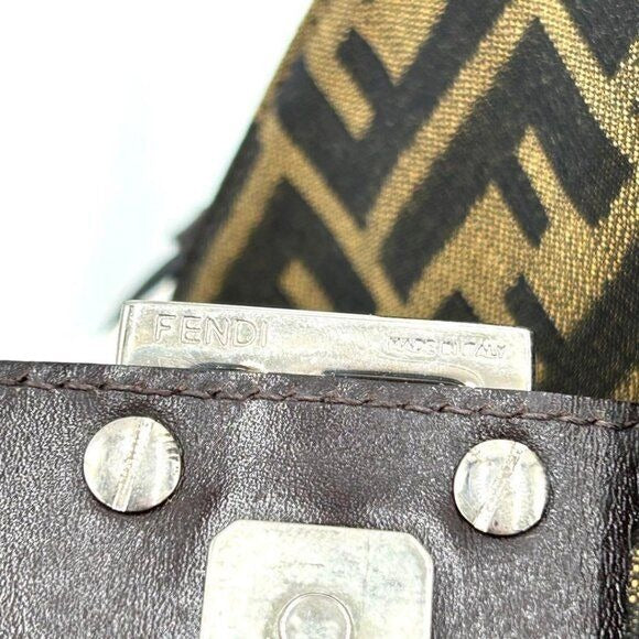 FENDI Mamma Zucca Bucket Baguette Tan Tobacco Flap Bag Purse Shoulder