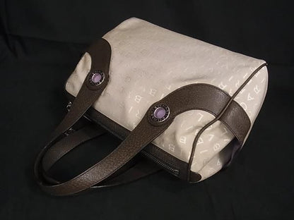 Bvlgari Canvas And Leather Handbag Mini Boston Women Beige And Brown Av7598