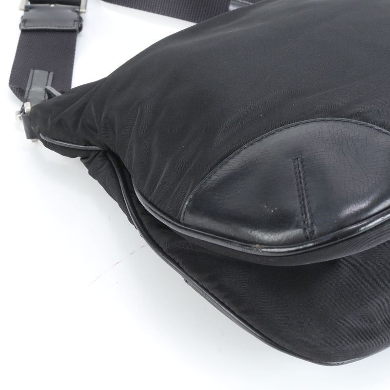 Prada Authenticity With Card Tessuto Nylon Triangle Logo Leather Shoulder Bag
