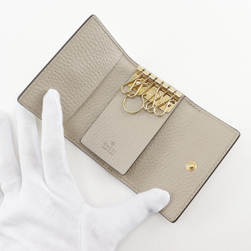 Gucci Double G GG Supreme Canvas Current Leather Ladies Key Case