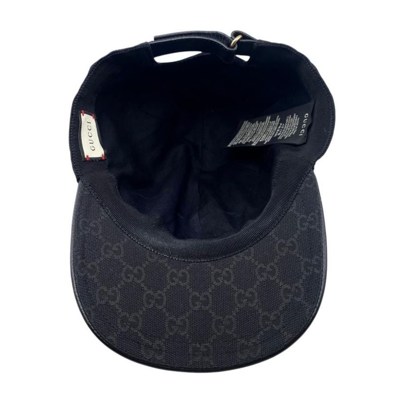 Gucci Hat Baseball Cap 200035 XL Size Original GG Canvas Black Gucci