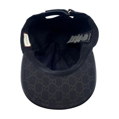 Gucci Hat Baseball Cap 200035 XL Size Original GG Canvas Black Gucci