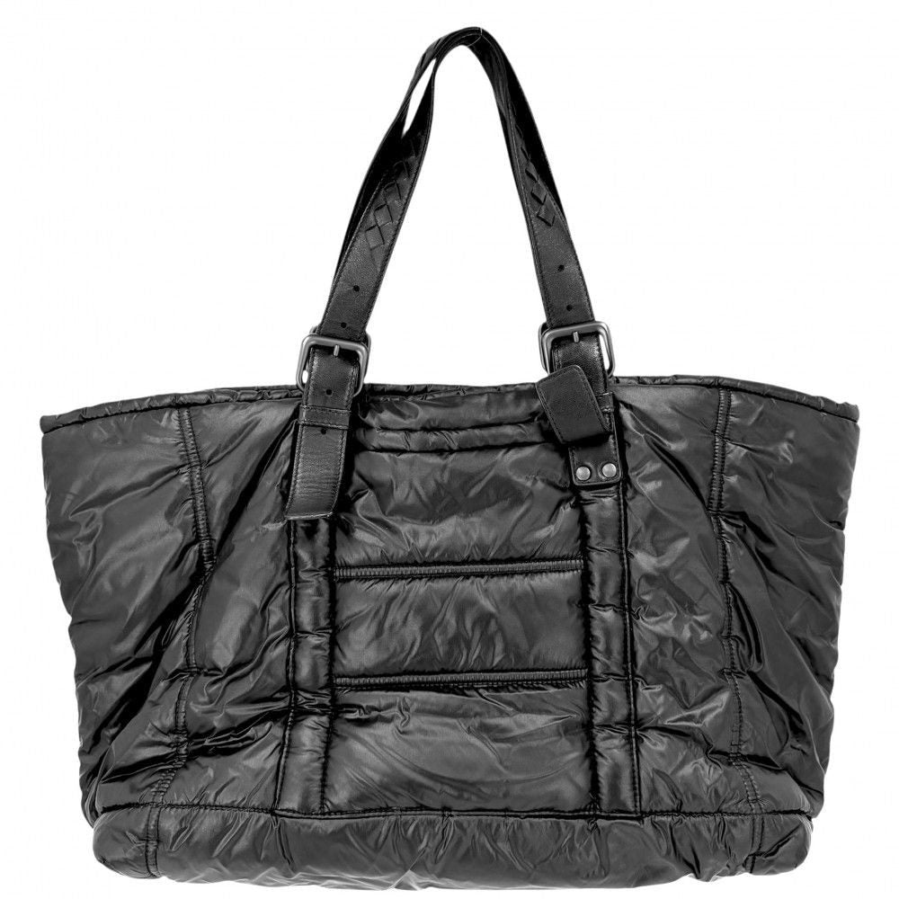 Bottega Veneta Tote Intrecciato Spinner Car Handbag Nylon Leather Black