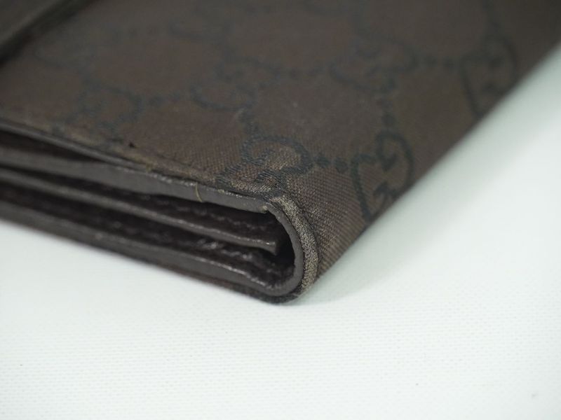 Authentic Gucci GG Nylon Long Wallet Long Wallet Brown 231835 Wallet Pre-owned