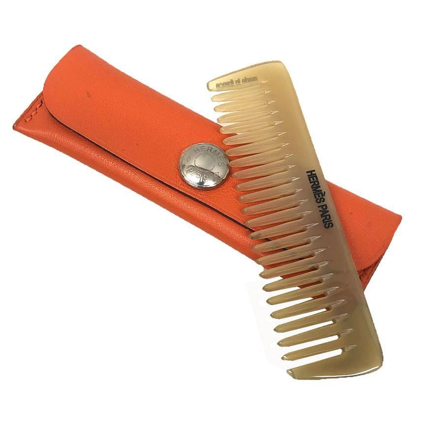 Hermes Buffalo Horn Comb Leather Case