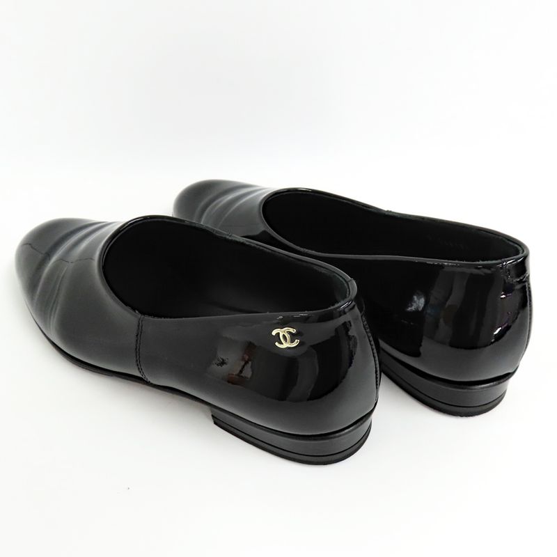 Chanel Loafers 25C G46194 Black Coco Mark 37 Patent Leather Enamel