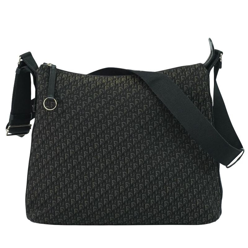 Authentic Christian DIOR Trotter Shoulder Bag Pochette Canvas Black Gray