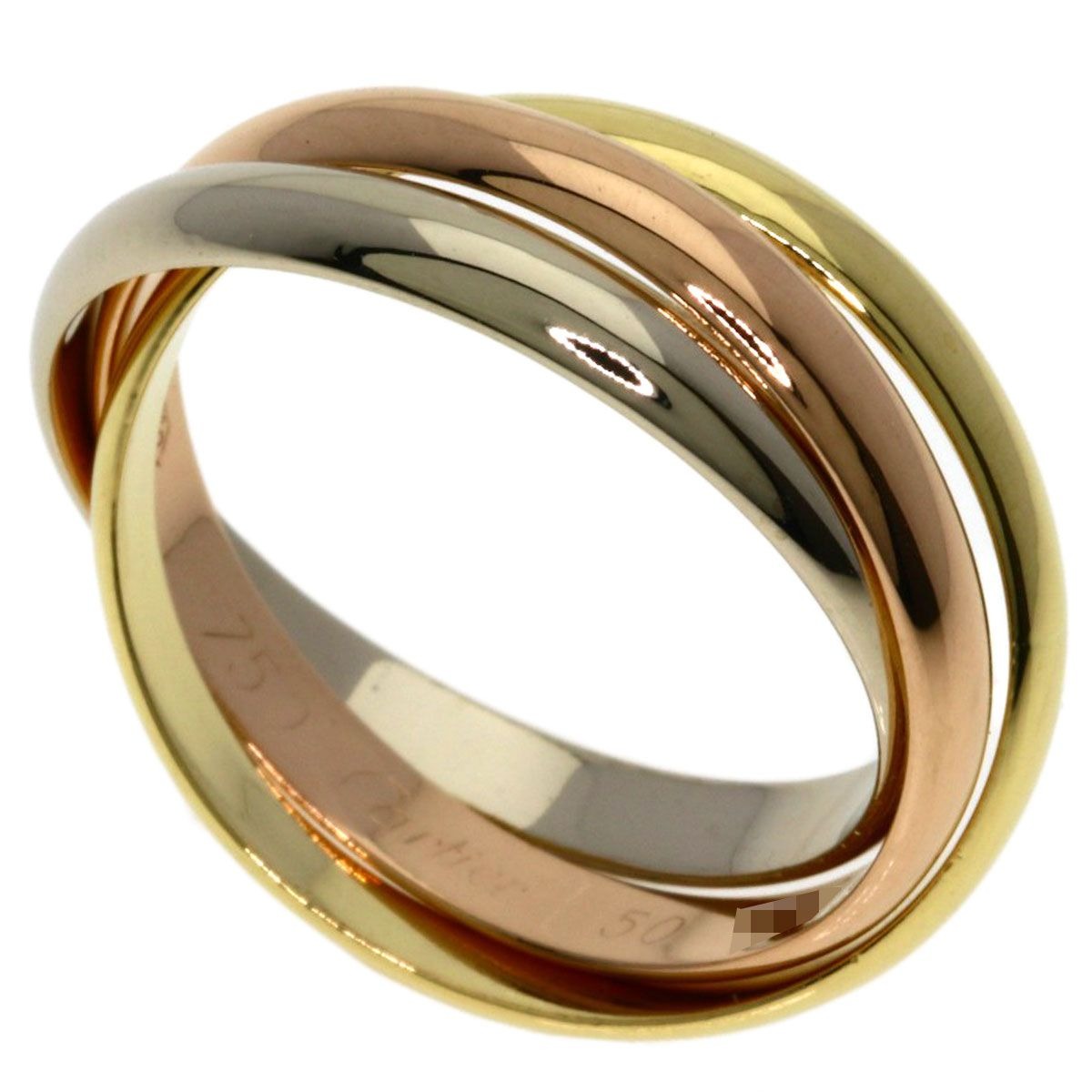 Cartier Trinity SM 50 Ring 18K Yellow Gold White Pink