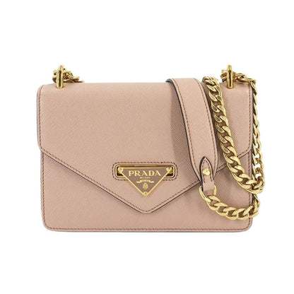 Prada Saffiano Chain Shoulder Bag Leather Beige 1 Bd200 Gold Hardware