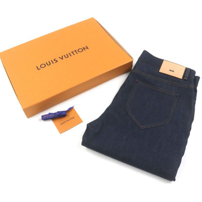  Louis Vuitton 23AW 100% Cotton Leather Straight Denim Pants With Patch And