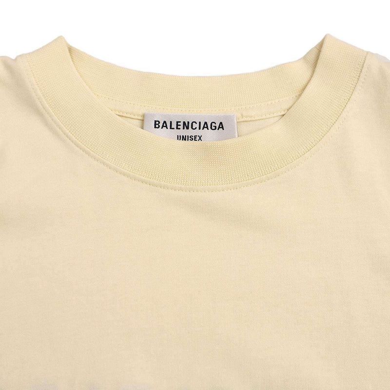 Balenciaga 22aw Embroidery Logo Crew Neck T-Shirt 612965 Tmvf4 Light Yellow XXS