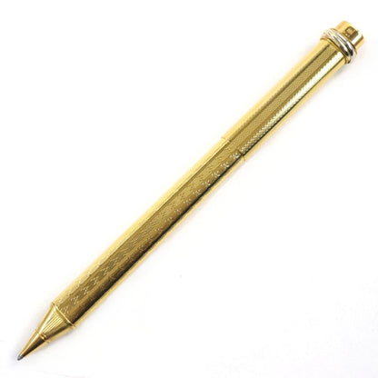 Cartier Vintage Trinity Allover Cap Ballpoint Pen Gold Made In