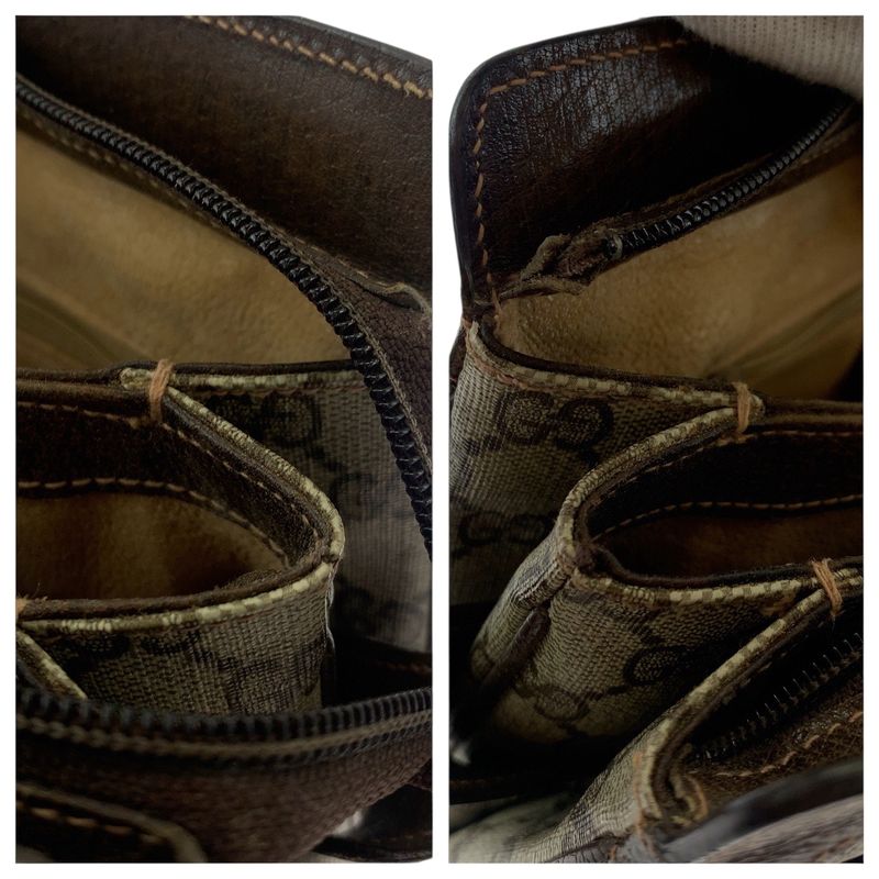 Gucci Vintage Old Gucci Sherry Line Beige Brown GG Supreme Canvas 001 16 4085