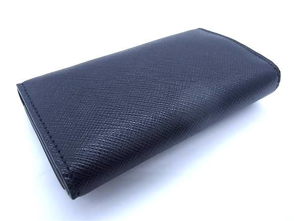 Prada 2pg222 Saffiano Leather 6-ring Key Case Key Case Men's Black Fa3866