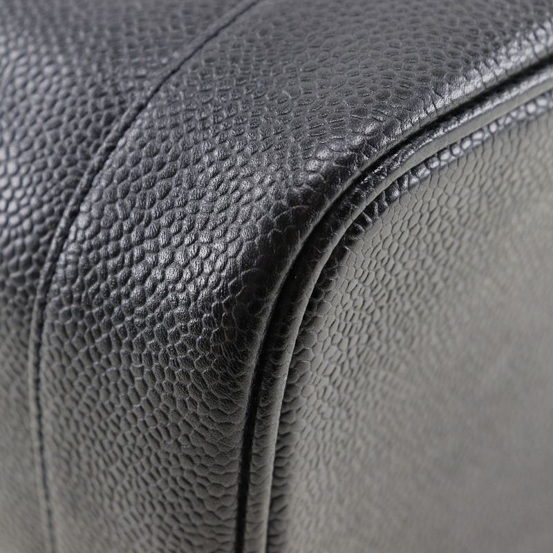 Chanel Vanity Handbag A01998 Caviar Skin Black Ladies Pouch