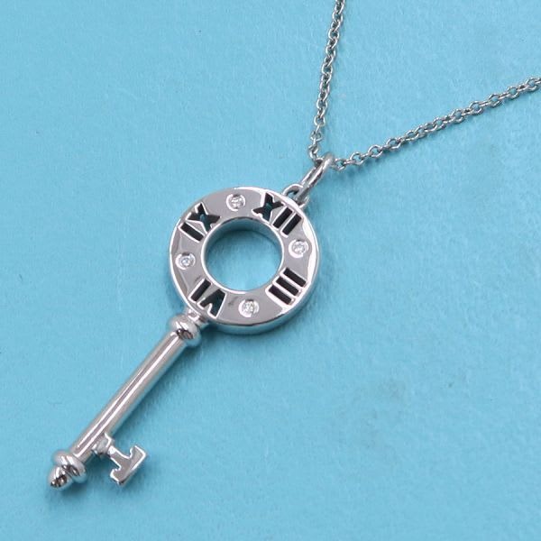 Tiffany & Co Atlas Key Charm Necklace Diamond 4