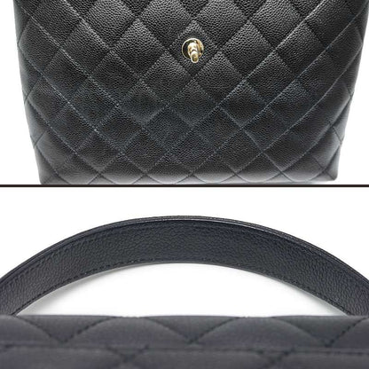 Chanel Matelasse Handbag Black And Gold Hardware Coco Mark Caviar Skin
