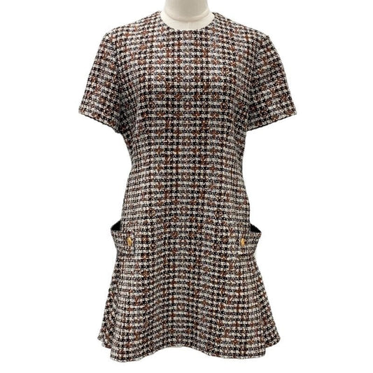 Louis Vuitton Dress Brown Multicolor Skater Tweed Monogram