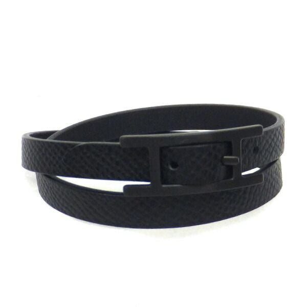 Hermes Behapi Double Tour Bracelet So Black Epsom