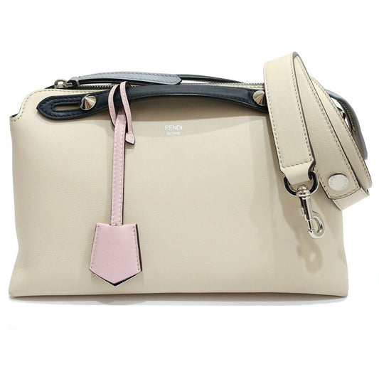 Fendi by the Way Handbag 2-Way Leather Ivory Silver