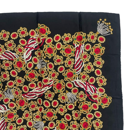 Chanel Scarf Silk Jewel Pattern Black Gold — view 4
