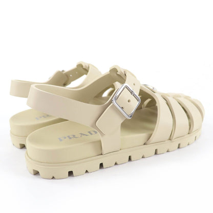 Prada Triangle Logo Rubber Sporty Fisherman Sandals Gurkha Ivory — view 3
