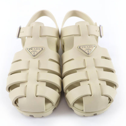 Prada Triangle Logo Rubber Sporty Fisherman Sandals Gurkha Ivory — view 4