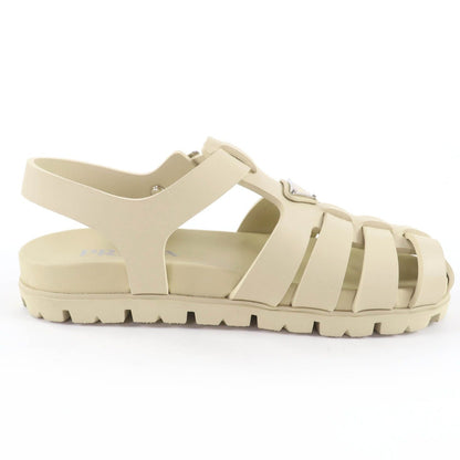 Prada Triangle Logo Rubber Sporty Fisherman Sandals Gurkha Ivory — view 6