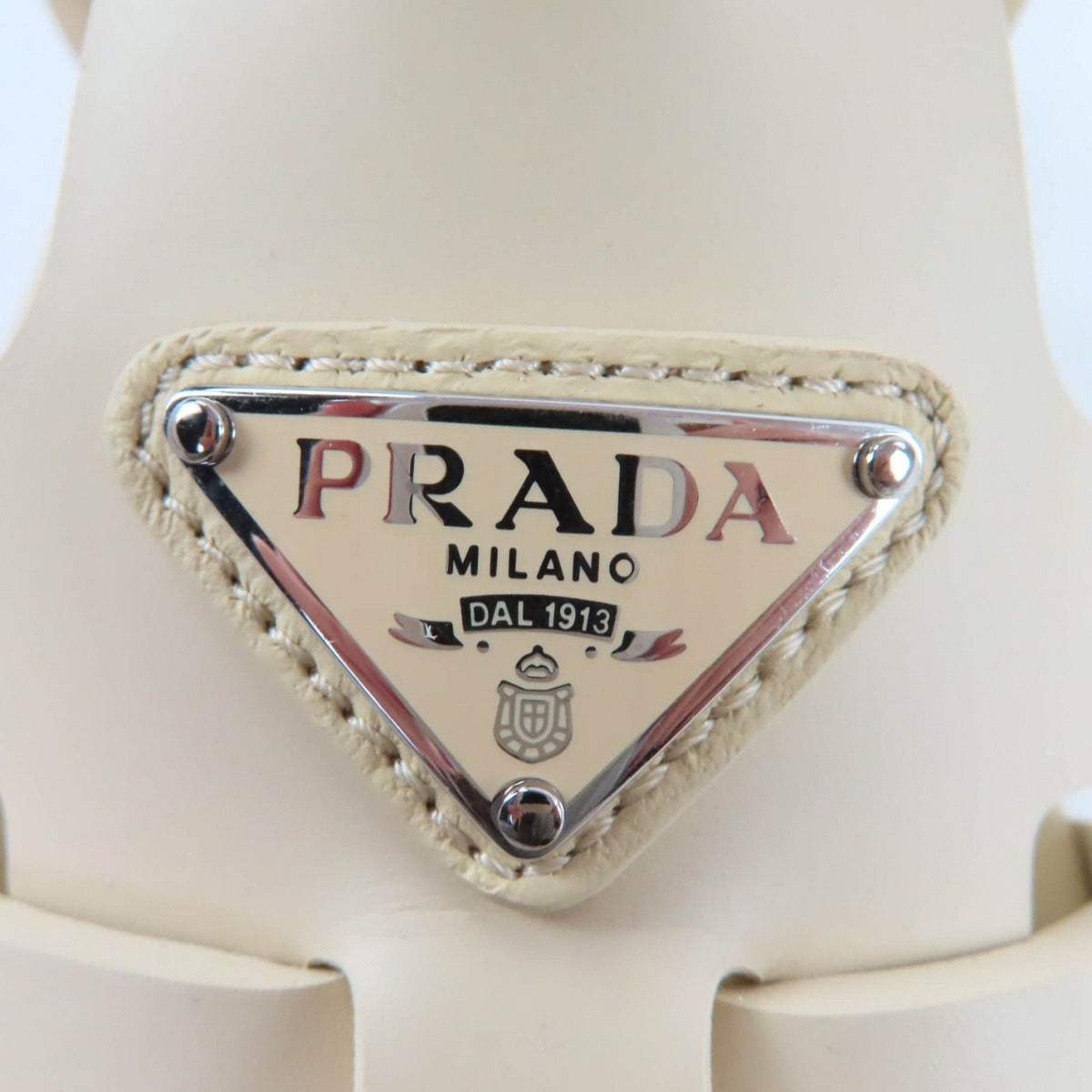 Prada Triangle Logo Rubber Sporty Fisherman Sandals Gurkha Ivory — view 9