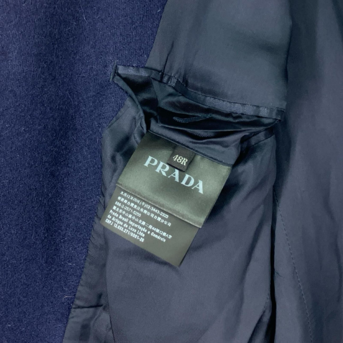 Prada Wool Chester Coat Rn98339/ca34767 Navy