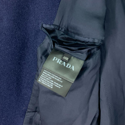 Prada Wool Chester Coat Rn98339/ca34767 Navy