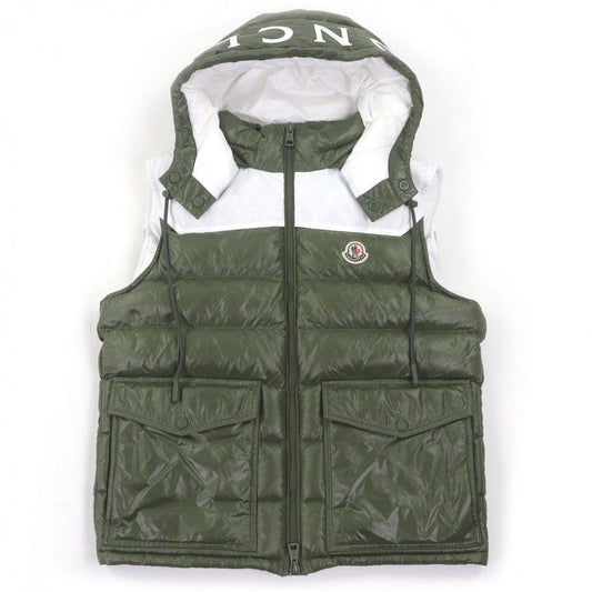 Moncler Genichi Gilet Born to Protect Logo Patch Hooded Down Jacket Vest Khaki 2