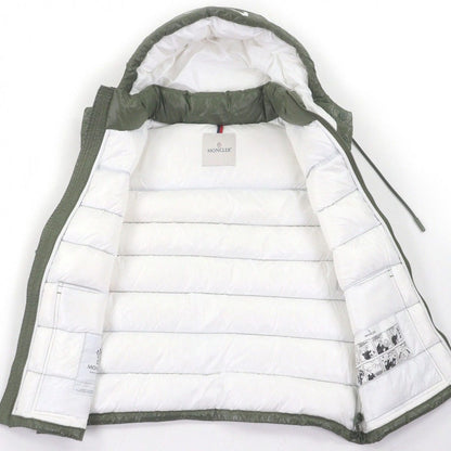 Moncler Genichi Gilet Born to Protect Logo Patch Hooded Down Jacket Vest Khaki 2 — view 3