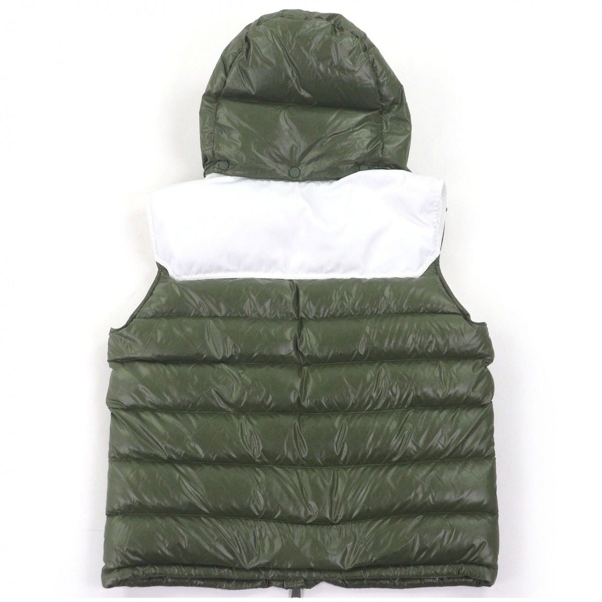 Moncler Genichi Gilet Born to Protect Logo Patch Hooded Down Jacket Vest Khaki 2 — view 4