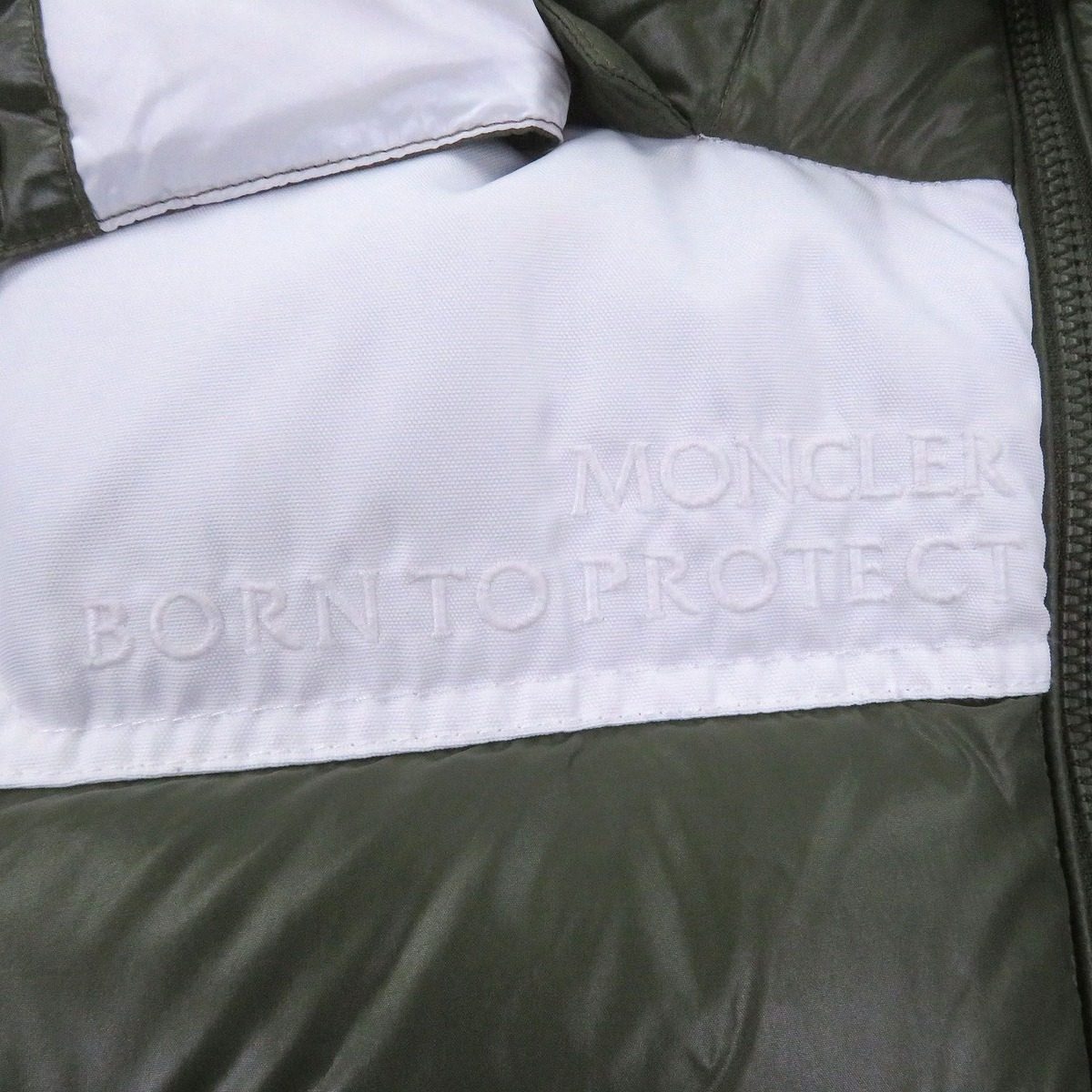 Moncler Genichi Gilet Born to Protect Logo Patch Hooded Down Jacket Vest Khaki 2 — view 7