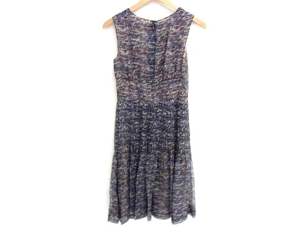 Chanel P40600v29399 100% Silk All Over Pattern Sleeveless Dress 36