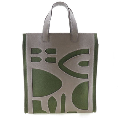 Hermes Petite Ash Vaux Epson And Felt Etoupe Green/brown Unisex Tote Bag
