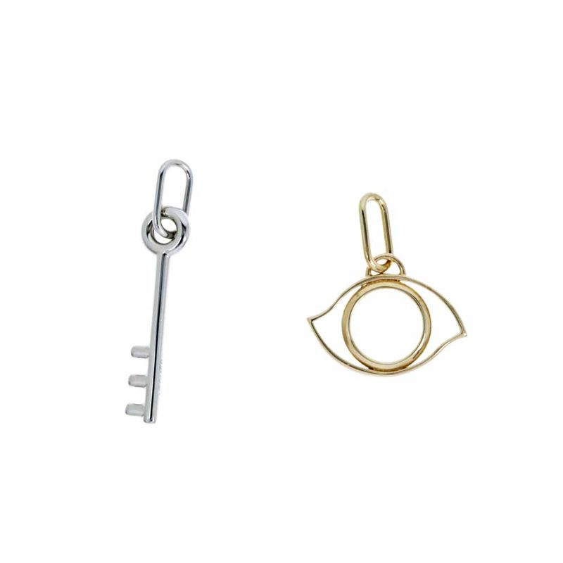Hermes Curiosity Charm Set Of 2 Gold Color Silver Color Pendant Top Eye