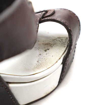 Celine Wedge Sole Strap Sandal White and Brown 36
