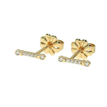 Tiffany & Co Fleur De Lys Stem Diamond Earrings 18K Pink Gold 750