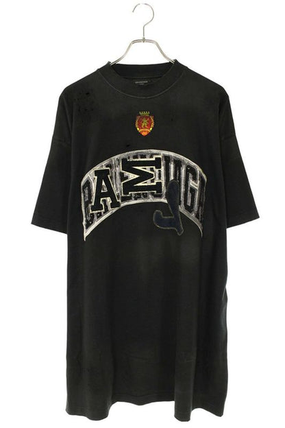 Balenciaga 23SS 739028 Tovn2 Crushed Dust Finish Wappen T-shirt Men's 3