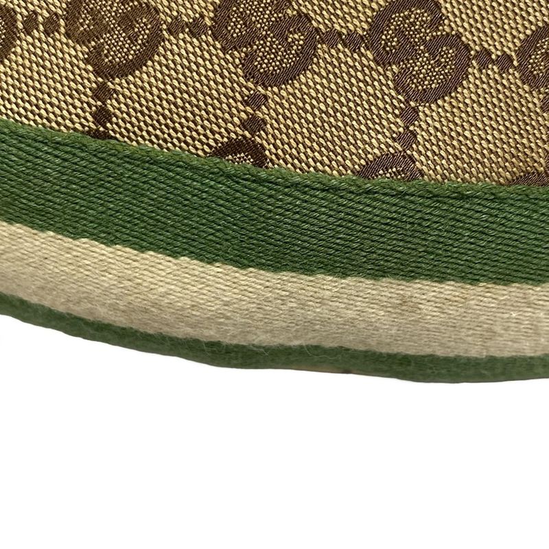 Gucci Shoulder Bag GG Patternbamboo 131036 Beige Dark Brown And Green Leather