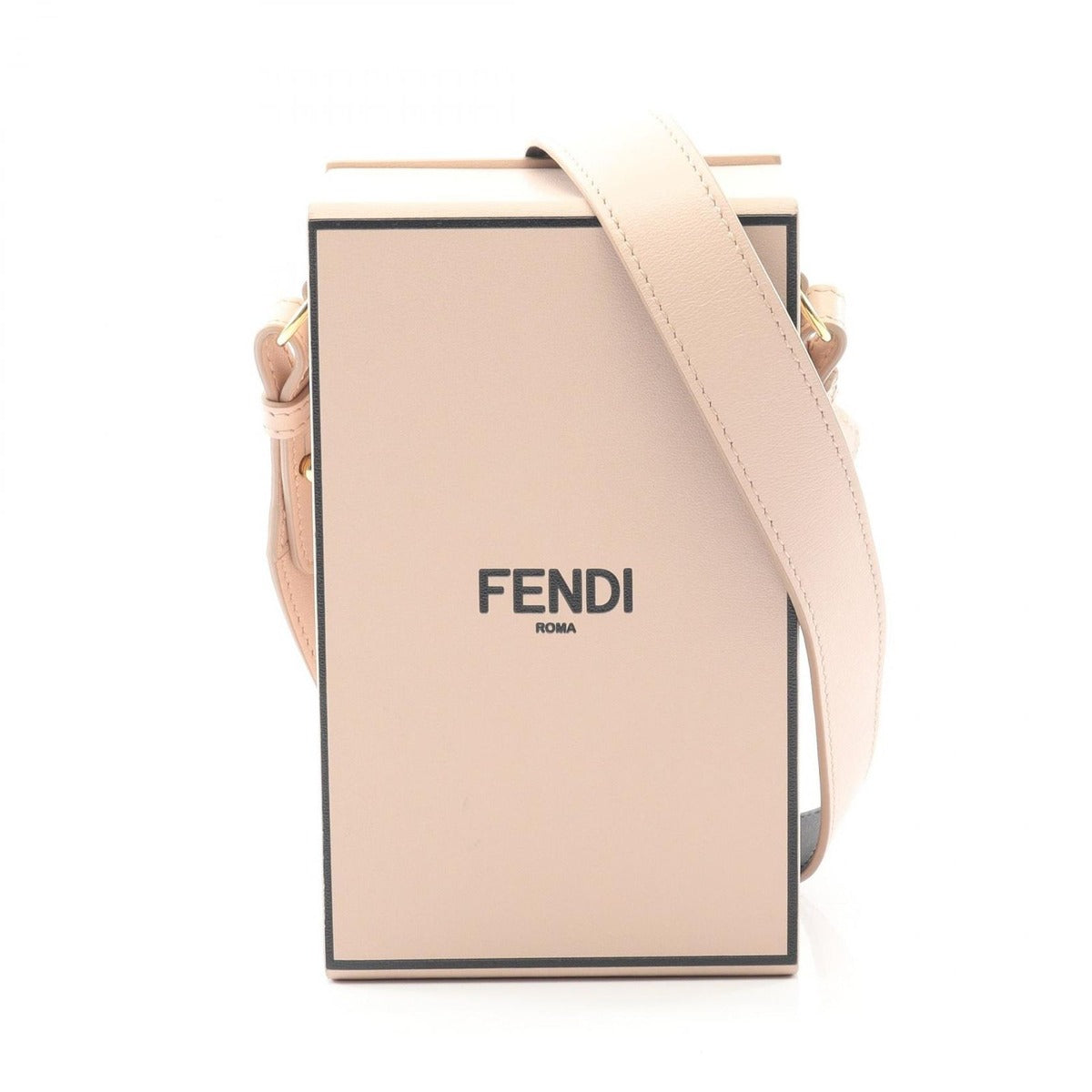 Fendi Shoulder Bag Box Light Pink Black Leather